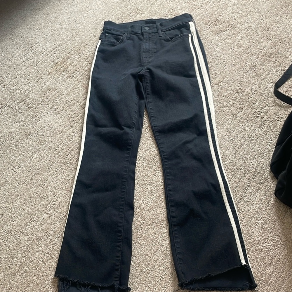 MOTHER black jeans with accent stripes on the sides